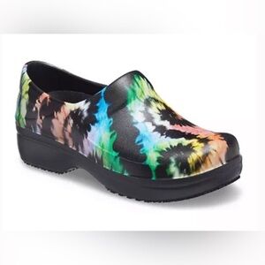 CROCS Tie-Dye Pattern Black Multicolor Clog Mules